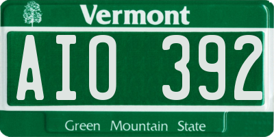 VT license plate AIO392