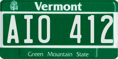 VT license plate AIO412