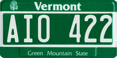 VT license plate AIO422