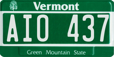 VT license plate AIO437