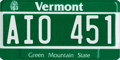 VT license plate AIO451