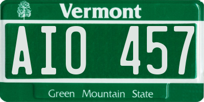 VT license plate AIO457