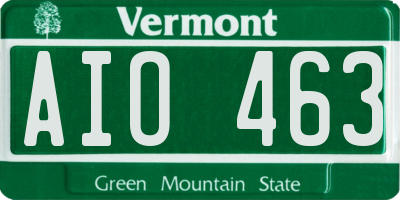 VT license plate AIO463