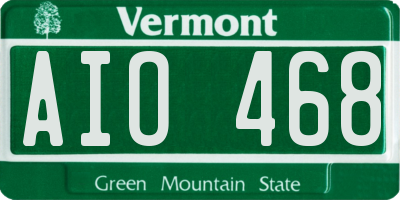 VT license plate AIO468