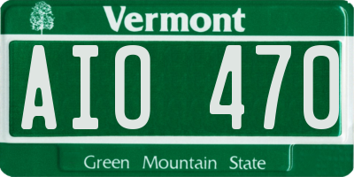 VT license plate AIO470