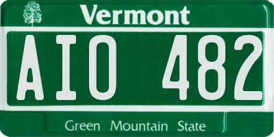 VT license plate AIO482