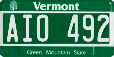 VT license plate AIO492