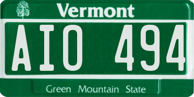 VT license plate AIO494