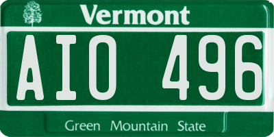 VT license plate AIO496