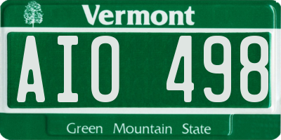 VT license plate AIO498