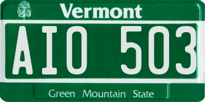 VT license plate AIO503