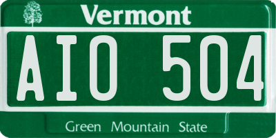 VT license plate AIO504