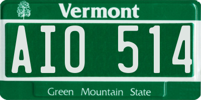 VT license plate AIO514