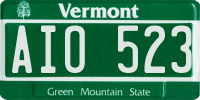 VT license plate AIO523