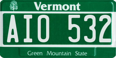 VT license plate AIO532