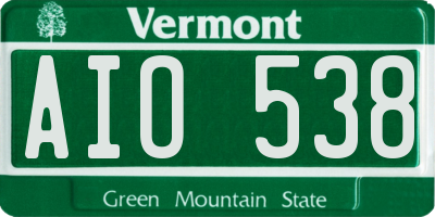 VT license plate AIO538