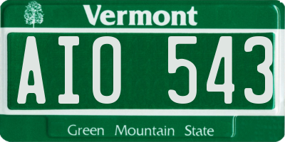 VT license plate AIO543