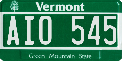VT license plate AIO545