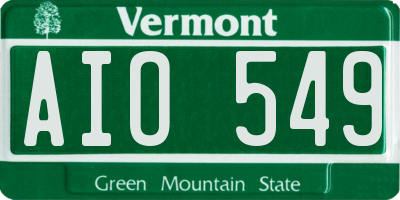 VT license plate AIO549