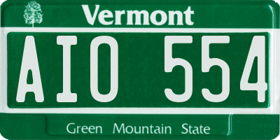 VT license plate AIO554