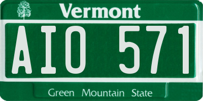 VT license plate AIO571
