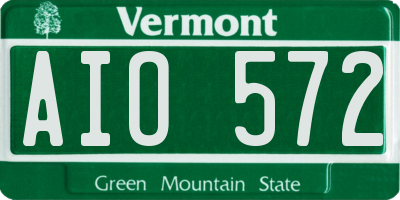 VT license plate AIO572