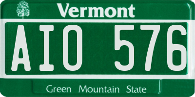 VT license plate AIO576