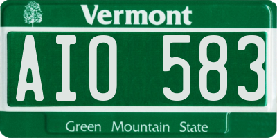 VT license plate AIO583