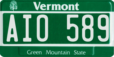 VT license plate AIO589