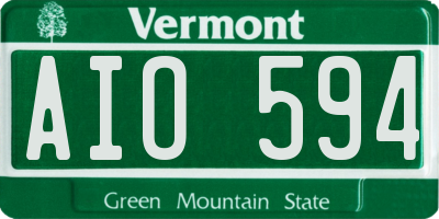 VT license plate AIO594