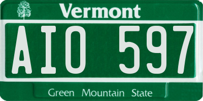 VT license plate AIO597