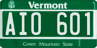 VT license plate AIO601