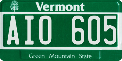 VT license plate AIO605