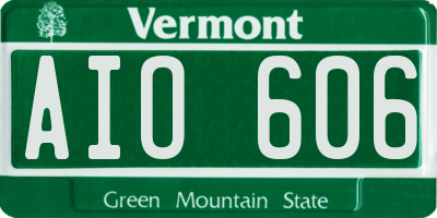 VT license plate AIO606