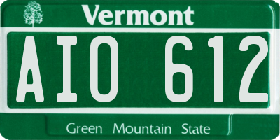 VT license plate AIO612