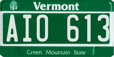 VT license plate AIO613