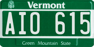 VT license plate AIO615