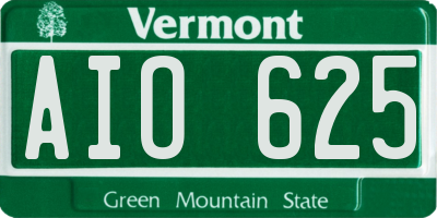 VT license plate AIO625