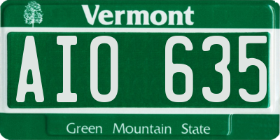 VT license plate AIO635
