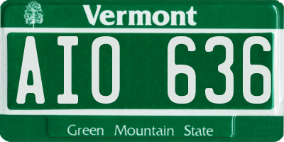 VT license plate AIO636