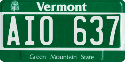 VT license plate AIO637