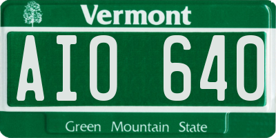 VT license plate AIO640