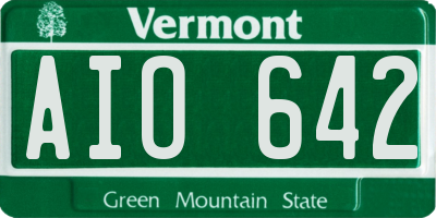 VT license plate AIO642