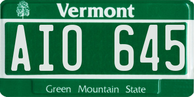 VT license plate AIO645