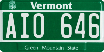 VT license plate AIO646