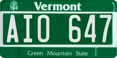 VT license plate AIO647