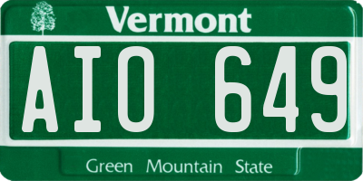 VT license plate AIO649