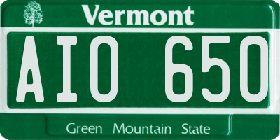 VT license plate AIO650