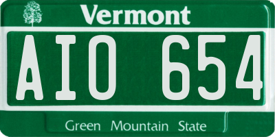 VT license plate AIO654