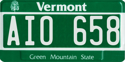VT license plate AIO658
